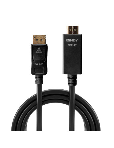 Lindy 36922 adaptador de cable de vídeo 2 m DisplayPort HDMI tipo A (Estándar) Negro