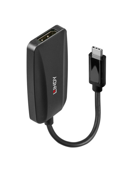 Lindy 43337 adaptador de cable de vídeo 0,13 m USB Tipo C DisplayPort Negro
