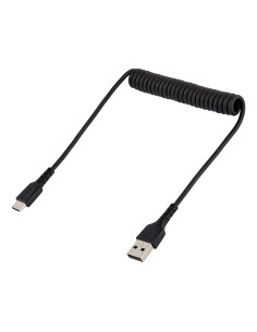 StarTech.com Cable de 50cm de Carga USB A a USB C, Cable USB Tipo C Rizado de Carga Rápida y Servicio Pesado, Cable USB 2.0 A a 2