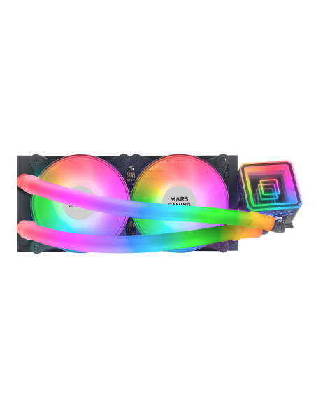 Mars Gaming ML-ULTRA240 Negro, Refrigeración Líquida CPU, TDP 500W, Espejo Infinito, 2 Ventiladores Silenciosos FDB ARGB, Tubos