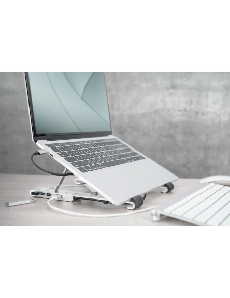 Digitus Soporte variable para notebook con hub USB-C™ integrado, 5 puertos