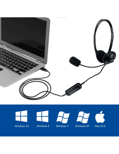 Ewent EW3568 auricular y casco Auriculares Alámbrico Diadema Llamadas Música USB tipo A Negro