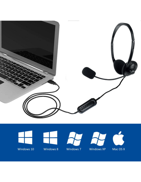 Ewent EW3568 auricular y casco Auriculares Alámbrico Diadema Llamadas Música USB tipo A Negro