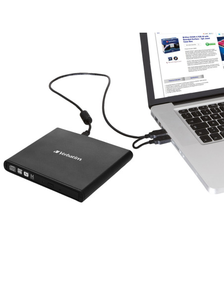 Verbatim Slimline CD DVD unidad de disco óptico DVD-RW Negro