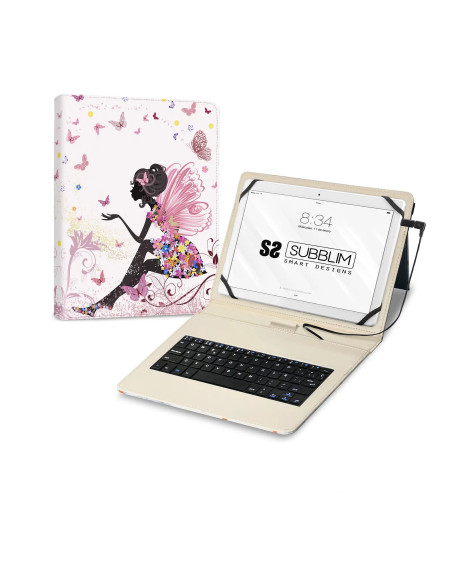 SUBBLIM Funda con Teclado Micro USB – Type C KEYTAB USB 11" Hadas