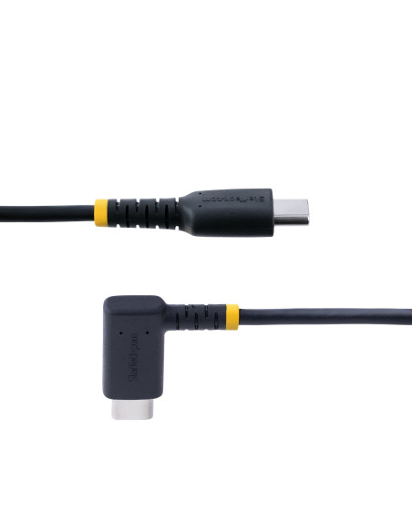StarTech.com Cable 2m USB C Acodado - en Ángulo Recto - PD 60W - 3A - Cable USB-C de Carga Rápida - de Alta Resistencia - USB