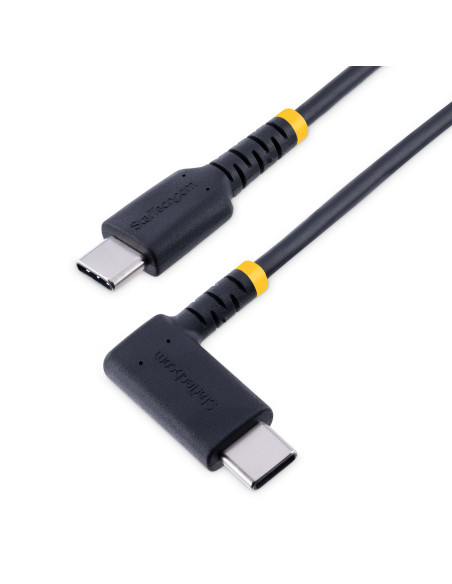 StarTech.com Cable 30cm USB C Acodado - en Ángulo Recto - PD 60W - 3A - Cable USB-C de Carga Rápida - de Alta Resistencia - USB