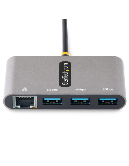 StarTech.com Hub Adaptador USB-C con Ethernet de 3 Puertos USB-A - Red Ethernet Gigabit RJ45 - USB 3.0 5Gbps - Alimentado por