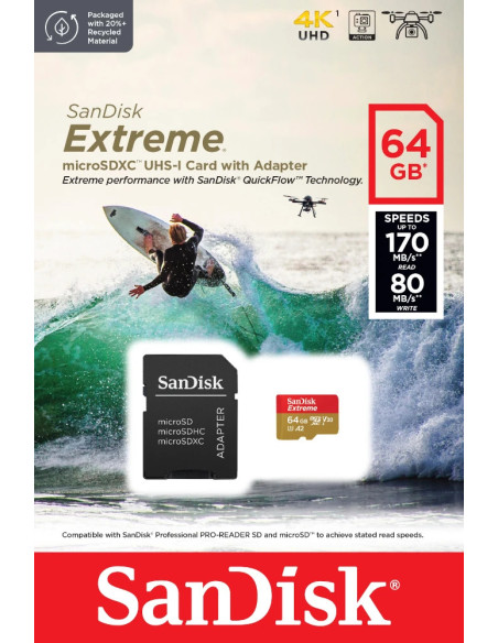 SanDisk Extreme 64 GB MicroSDXC UHS-I Clase 10