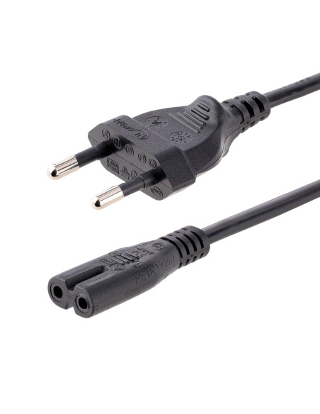 StarTech.com Cable de 2m de Alimentación para Ordenador Portátil o Impresora , UE a C7, 2,5A 250V, 18AWG, Cable de Repuesto