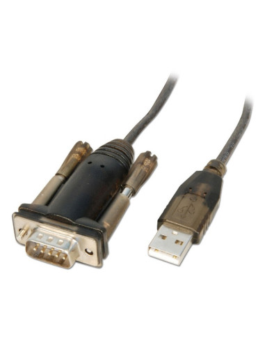 Lindy 42855 cable de serie Gris, Transparente 1,5 m USB tipo A RS-232