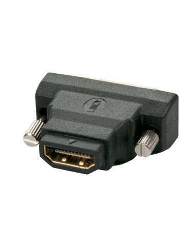 Lindy 41228 cambiador de género para cable HDMI-A FM DVI-D M Negro