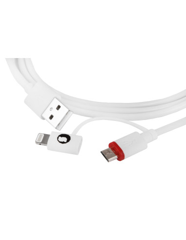 SilverHT Cable Combo MFI - MicroUSB + Lightning 1,5m - Blanco