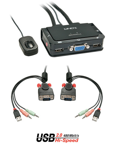 Lindy 42342 interruptor KVM Negro