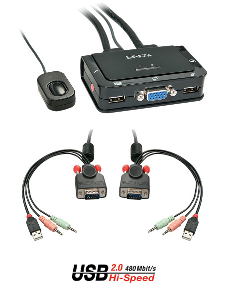 Lindy 42342 interruptor KVM Negro