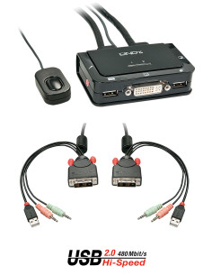 Lindy 42341 interruptor KVM Negro