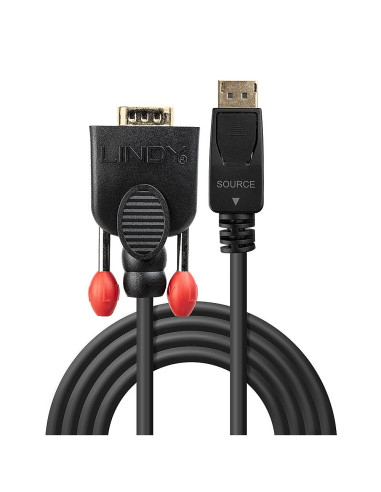 Lindy 41942 adaptador de cable de vídeo 2 m VGA (D-Sub) DisplayPort Negro