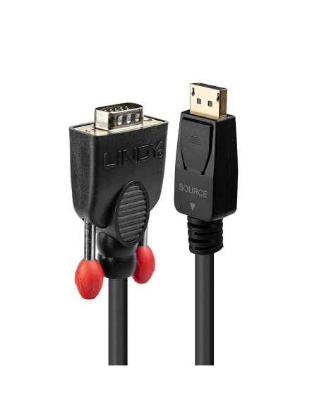 Lindy 41941 adaptador de cable de vídeo 1 m DisplayPort VGA (D-Sub) Negro