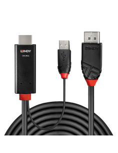 Lindy 41499 adaptador de cable de vídeo 2 m HDMI + USB Type-A DisplayPort Negro 2