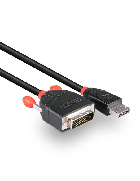 Lindy 41492 adaptador de cable de vídeo 3 m DVI-D DisplayPort Negro