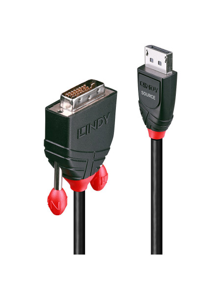 Lindy 41491 adaptador de cable de vídeo 2 m DisplayPort DVI-D Negro