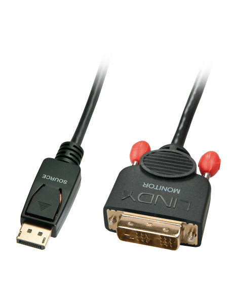 Lindy 41489 adaptador de cable de vídeo 0,5 m DisplayPort DVI-D Negro