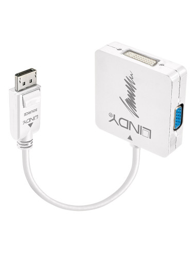 Lindy 41028 adaptador de cable de vídeo DisplayPort DVI-D + VGA (D-Sub) + HDMI Negro