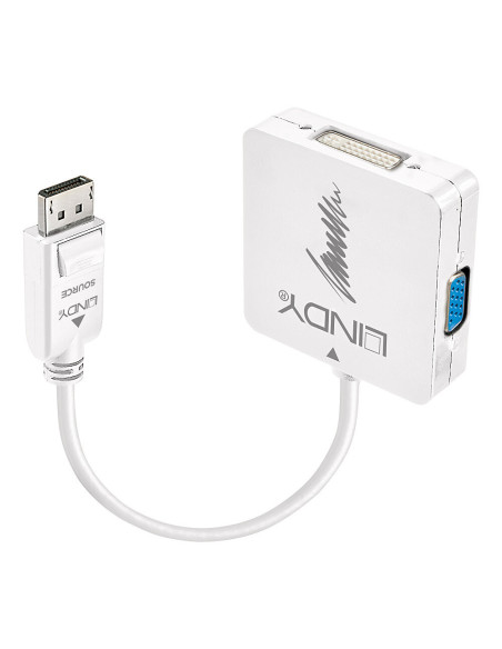 Lindy 41028 adaptador de cable de vídeo DisplayPort DVI-D + VGA (D-Sub) + HDMI Negro