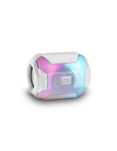 Mars Gaming MSBAXW, Altavoz Bluetooth RGB, Compacto,10W, USB MicroSD Radio, Blanco