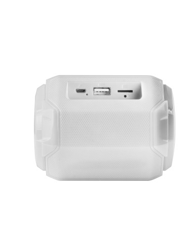 Mars Gaming MSBAXW, Altavoz Bluetooth RGB, Compacto,10W, USB MicroSD Radio, Blanco