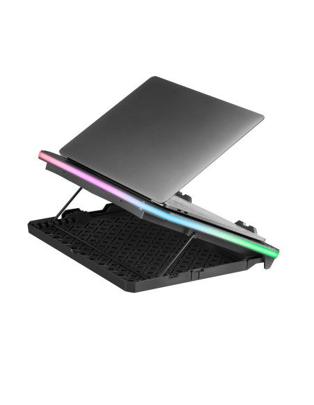 Mars Gaming MNBC6, Base Refrigeradora + Stand XL 19'' ARGB, 3 Ventiladores, Soporte para Móvil