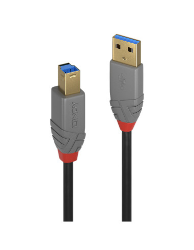 Lindy 36743 cable USB USB 3.2 Gen 1 (3.1 Gen 1) 3 m USB A USB B Negro, Gris