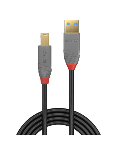 Lindy 36743 cable USB USB 3.2 Gen 1 (3.1 Gen 1) 3 m USB A USB B Negro, Gris