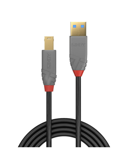 Lindy 36743 cable USB USB 3.2 Gen 1 (3.1 Gen 1) 3 m USB A USB B Negro, Gris