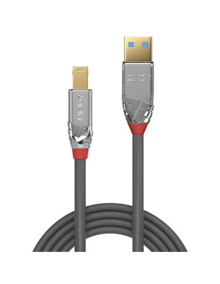 Lindy 36660 cable USB USB 3.2 Gen 1 (3.1 Gen 1) 0,5 m USB A USB B Cromo, Gris