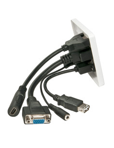 Lindy 60220 toma de corriente HDMI + VGA + USB A + 3.5mm Blanco 2