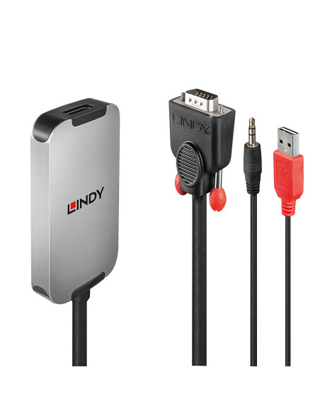 Lindy 38296 adaptador de cable de vídeo Negro, Blanco