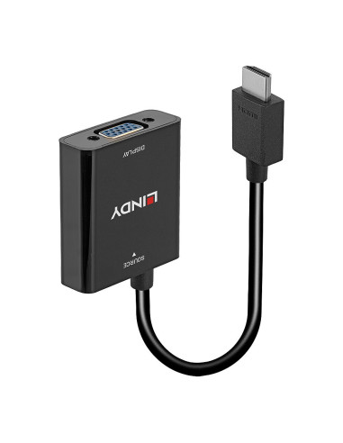Lindy 38291 adaptador de cable de vídeo 0,1 m HDMI tipo A (Estándar) VGA (D-Sub) Negro