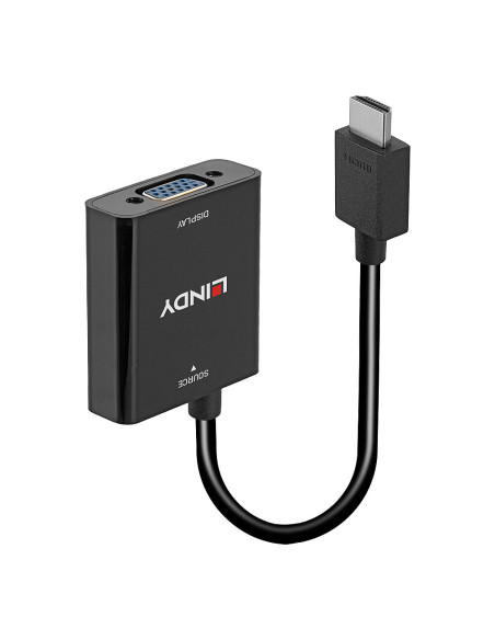 Lindy 38291 adaptador de cable de vídeo 0,1 m HDMI tipo A (Estándar) VGA (D-Sub) Negro