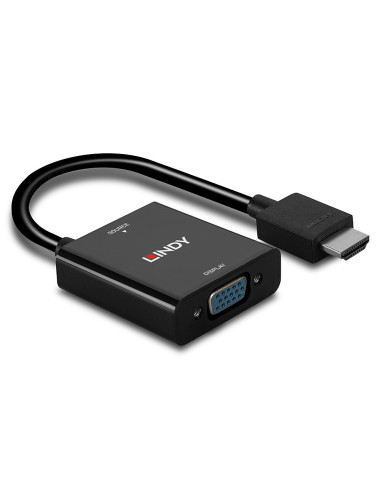 Lindy 38291 adaptador de cable de vídeo 0,1 m HDMI tipo A (Estándar) VGA (D-Sub) Negro
