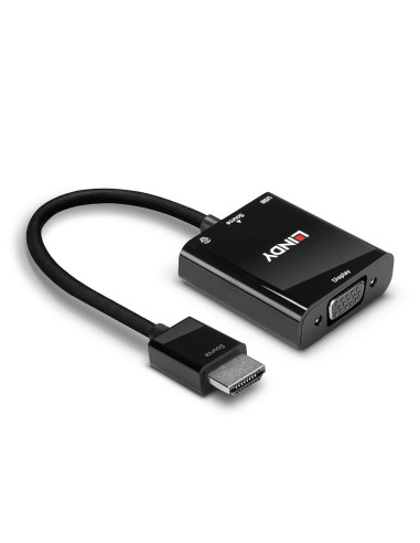 Lindy 38285 adaptador de cable de vídeo 0,1 m HDMI tipo A (Estándar) VGA (D-Sub) Negro