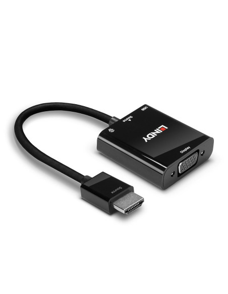 Lindy 38285 adaptador de cable de vídeo 0,1 m HDMI tipo A (Estándar) VGA (D-Sub) Negro