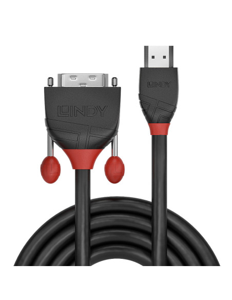 Lindy 36272 adaptador de cable de vídeo 2 m HDMI tipo A (Estándar) DVI-D Negro