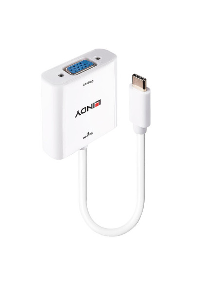 Lindy 43355 adaptador de cable de vídeo USB Tipo C VGA (D-Sub) Blanco
