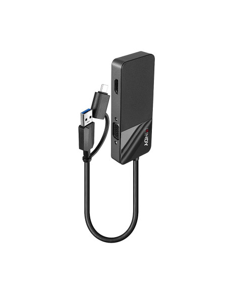 Lindy 43354 base para portátil y replicador de puertos USB 3.2 Gen 1 (3.1 Gen 1) Type-A + Type-C Negro