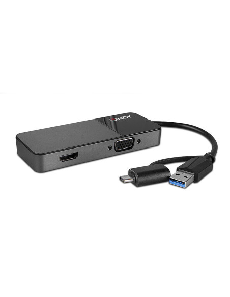 Lindy 43354 base para portátil y replicador de puertos USB 3.2 Gen 1 (3.1 Gen 1) Type-A + Type-C Negro