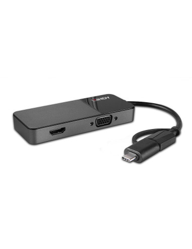 Lindy 43354 base para portátil y replicador de puertos USB 3.2 Gen 1 (3.1 Gen 1) Type-A + Type-C Negro
