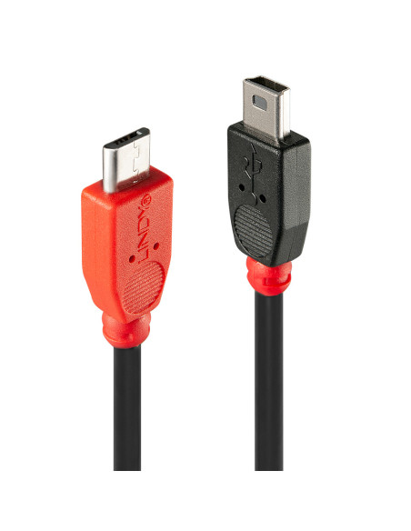 Lindy 31717 cable USB USB 2.0 0,5 m Mini-USB B Micro-USB B Negro, Rojo