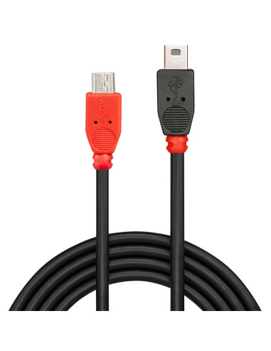 Lindy 31717 cable USB USB 2.0 0,5 m Mini-USB B Micro-USB B Negro, Rojo