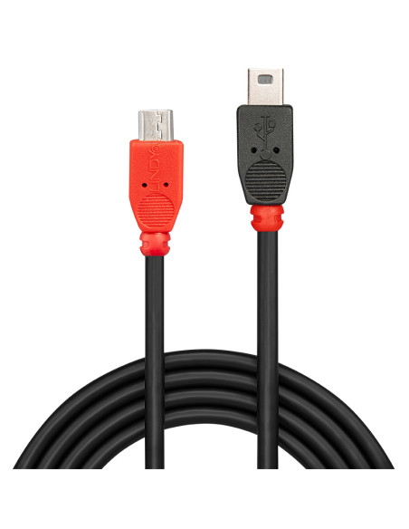 Lindy 31717 cable USB USB 2.0 0,5 m Mini-USB B Micro-USB B Negro, Rojo